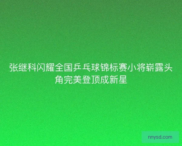 张继科闪耀全国乒乓球锦标赛小将崭露头角完美登顶成新星